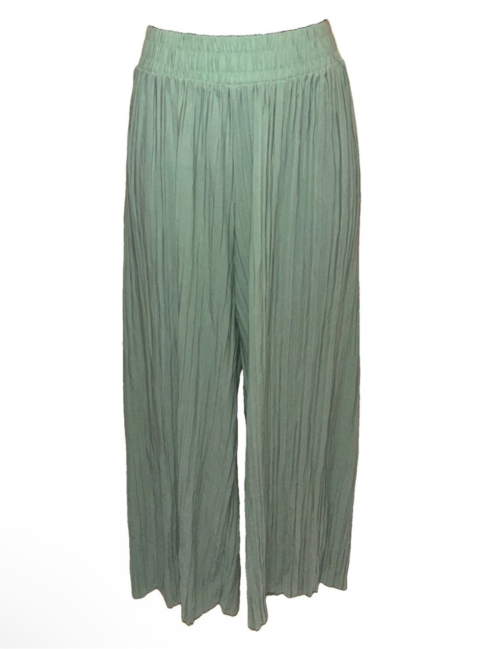Pleated Wide-Leg Pants in Sage Green